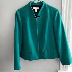 Chico’s Green Jacket with Gold Zippers